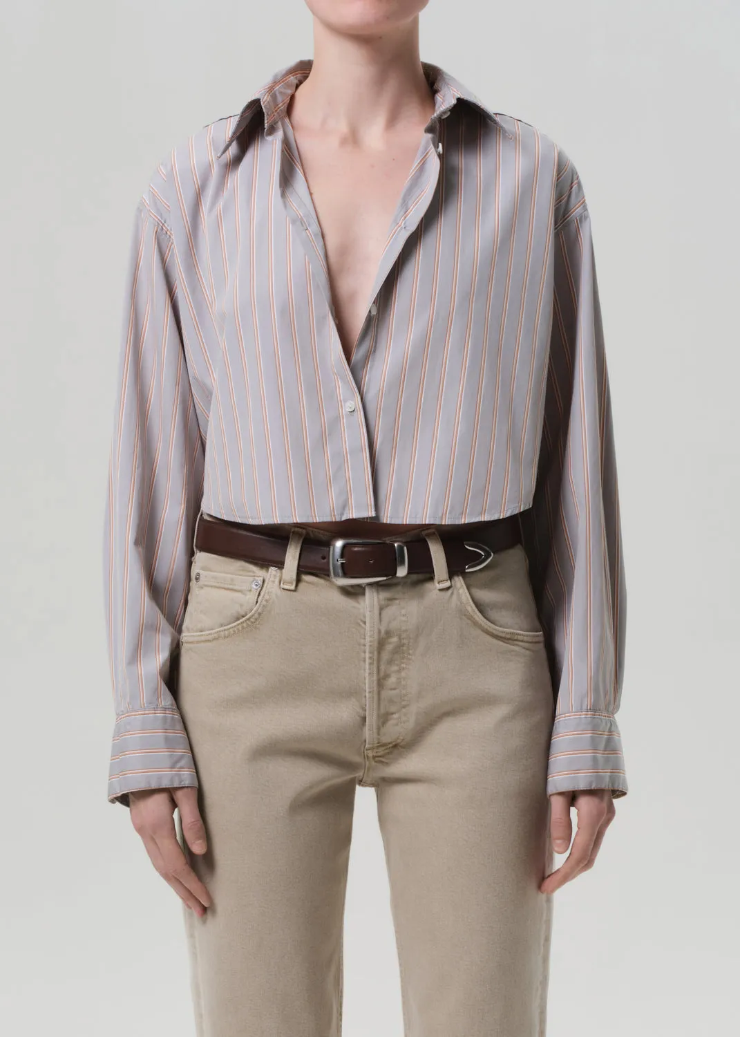 Ana Cropped Shirt in Noble Stripe sold by Citizens Of Humanity