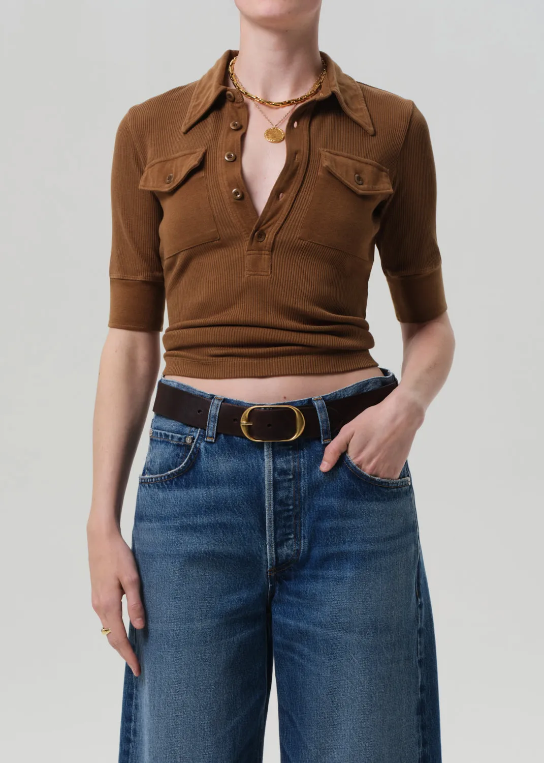 Amina Polo Shirt in Manuka sold by Citizens Of Humanity