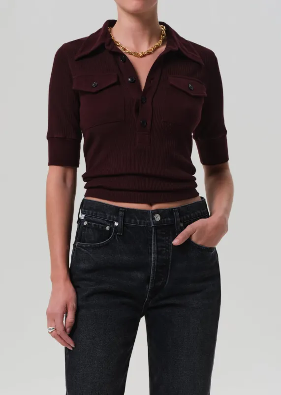 Amina Polo Shirt in Mahogany sold by Citizens Of Humanity