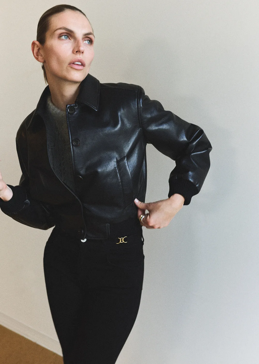 Lola Bomber Recycled Leather Jacket in Black sold by Citizens Of Humanity product image thumbnail 2
