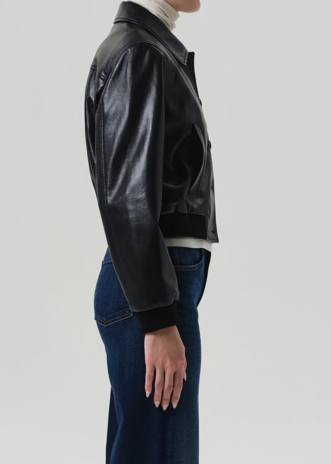 Lola Bomber Recycled Leather Jacket in Black sold by Citizens Of Humanity product image thumbnail 4