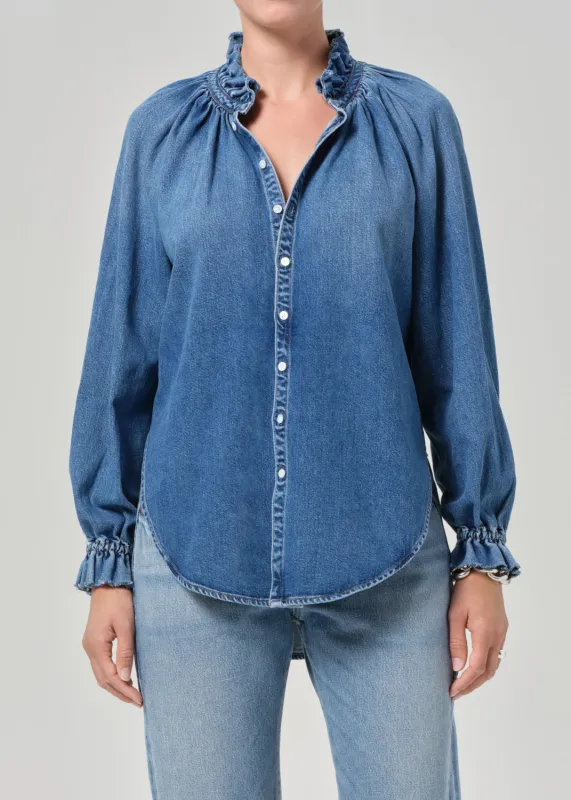 Loretta Ruffle Top in Beacon sold by Citizens Of Humanity