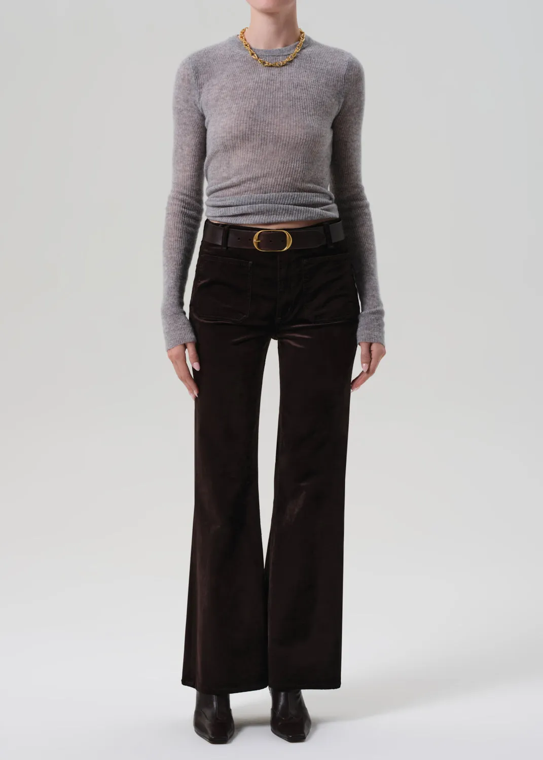 Kimberly Patch Pocket Flare Velvet in Espresso sold by Citizens Of Humanity