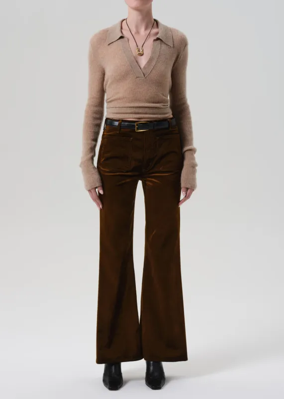 Kimberly Patch Pocket Flare Velvet in Golden sold by Citizens Of Humanity