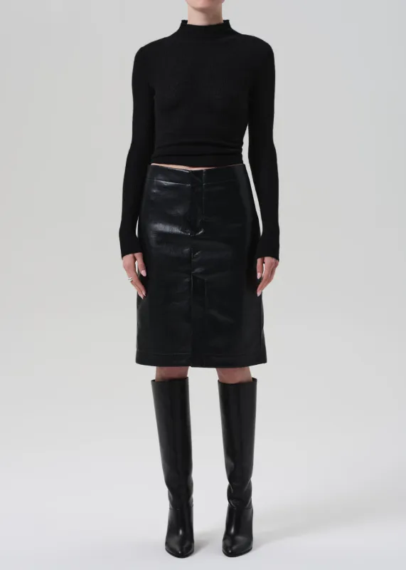 Nara Pencil Skirt Recycled Leather in Black sold by Citizens Of Humanity