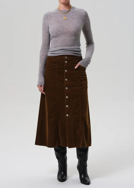 Devin A Line Corduroy Skirt in Manuka sold by Citizens Of Humanity