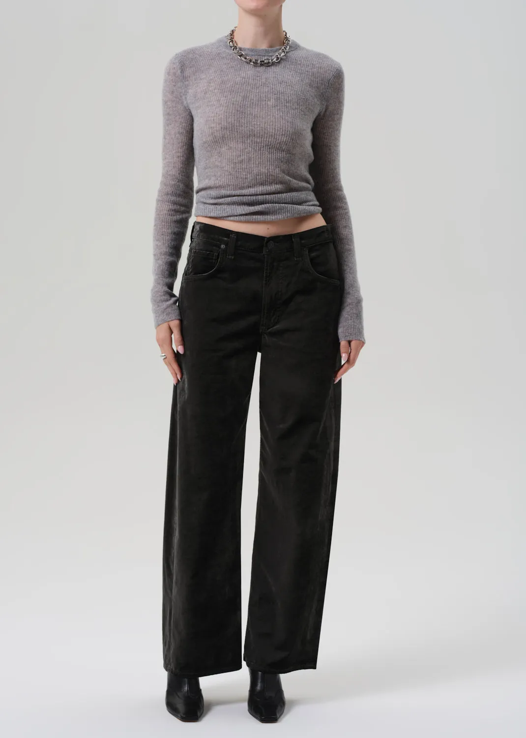 Ayla Baggy Velvet in Olive Leaf sold by Citizens Of Humanity