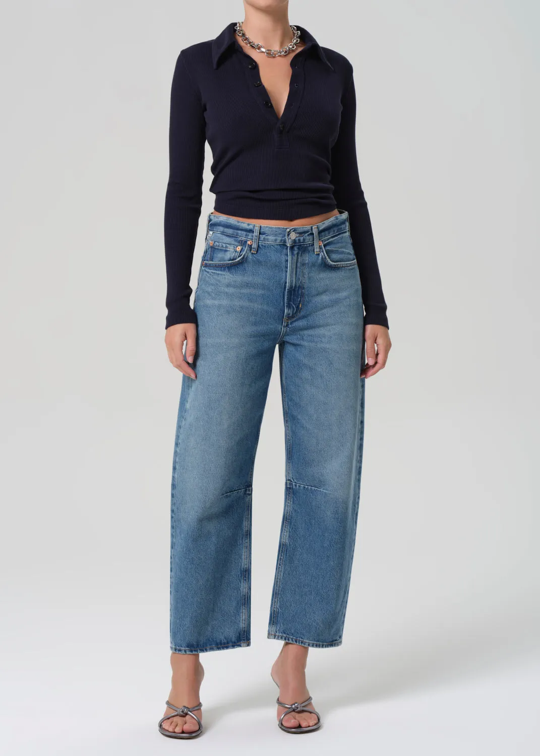 Long Sleeve 60's Polo in Navy sold by Citizens Of Humanity product image thumbnail 5