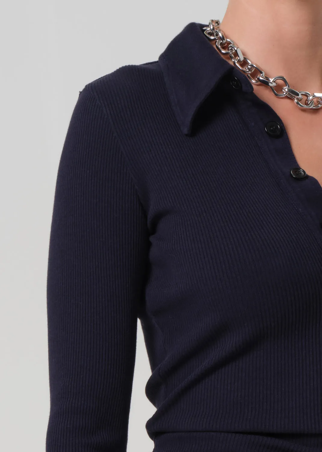 Long Sleeve 60's Polo in Navy sold by Citizens Of Humanity product image thumbnail 4