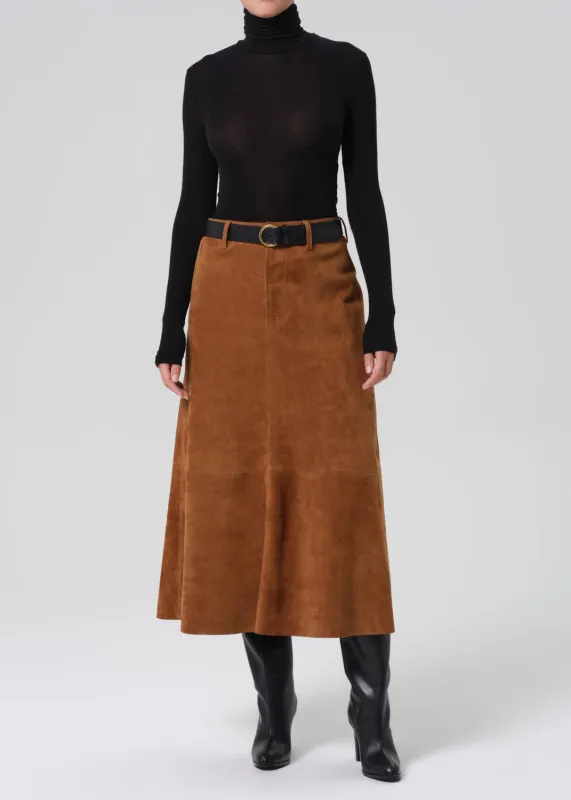 Cassia Suede Skirt in Toasted Caramel sold by Citizens Of Humanity