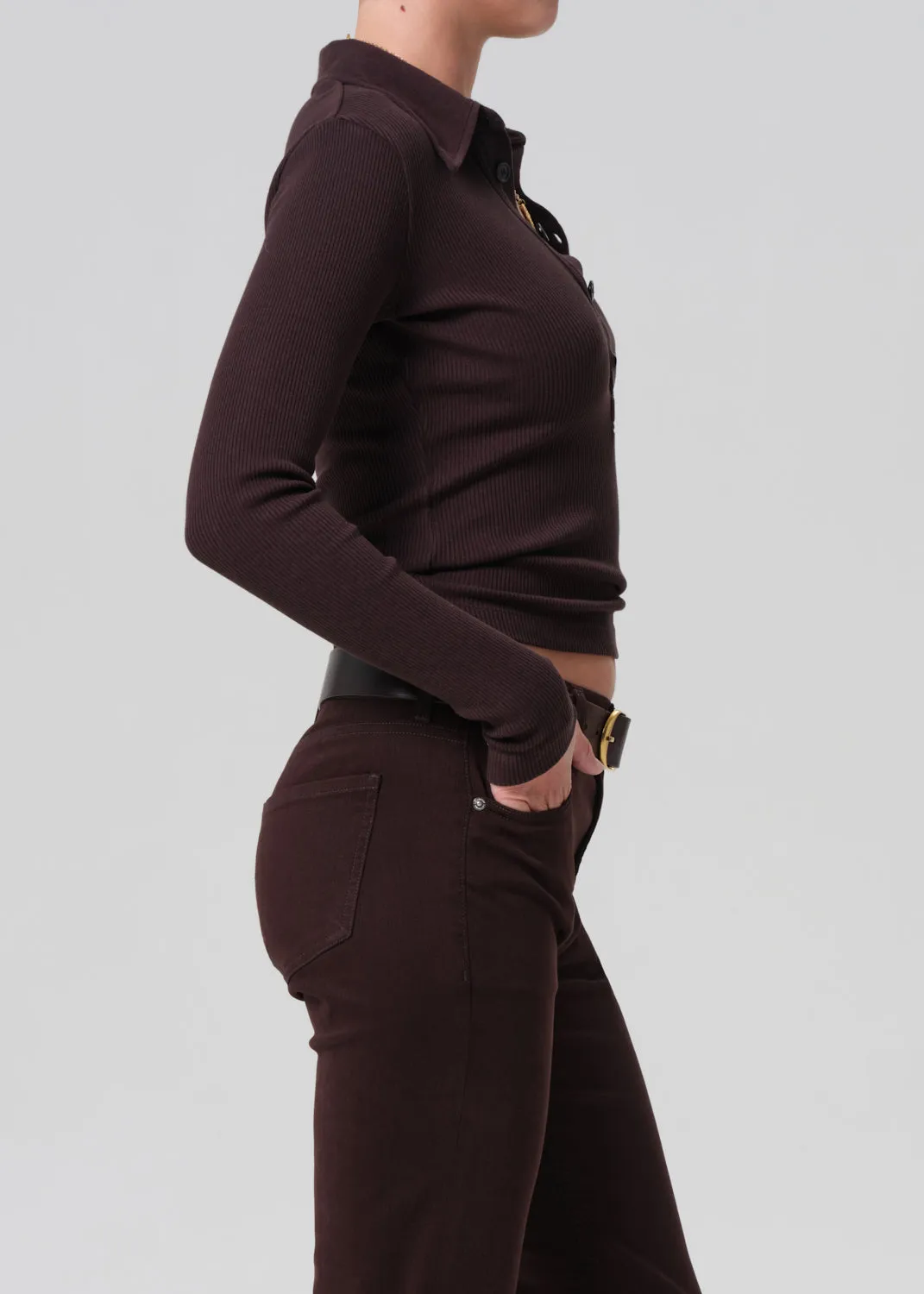 Long Sleeve 60's Polo in Chocolate sold by Citizens Of Humanity product image thumbnail 3