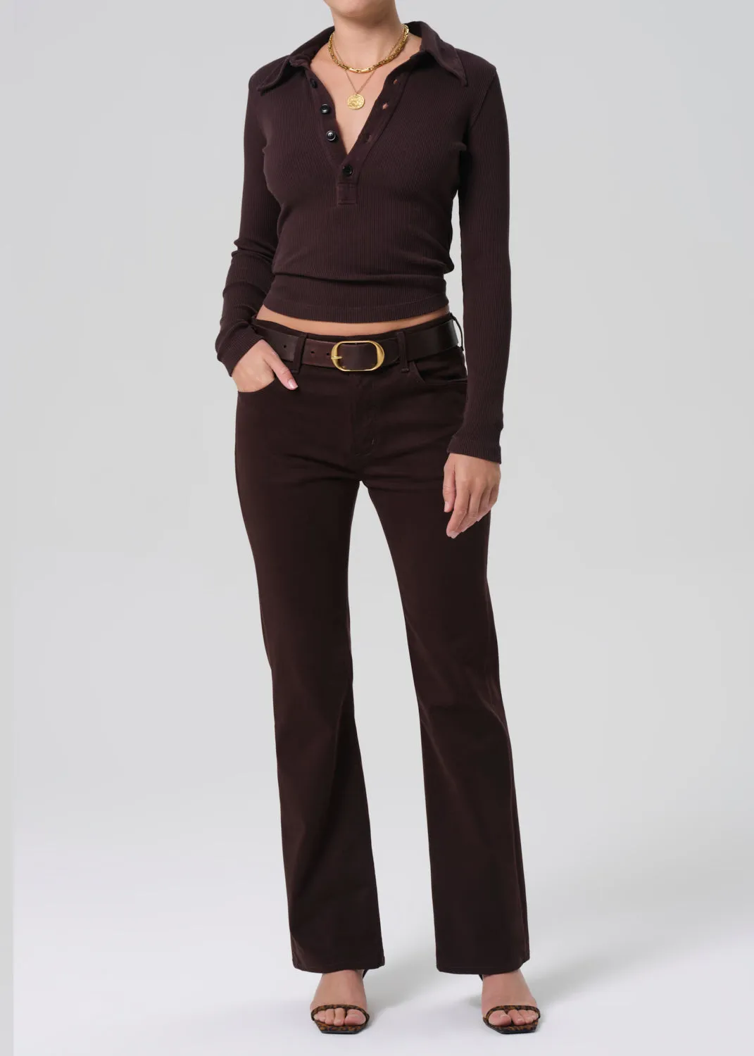 Long Sleeve 60's Polo in Chocolate sold by Citizens Of Humanity product image thumbnail 5