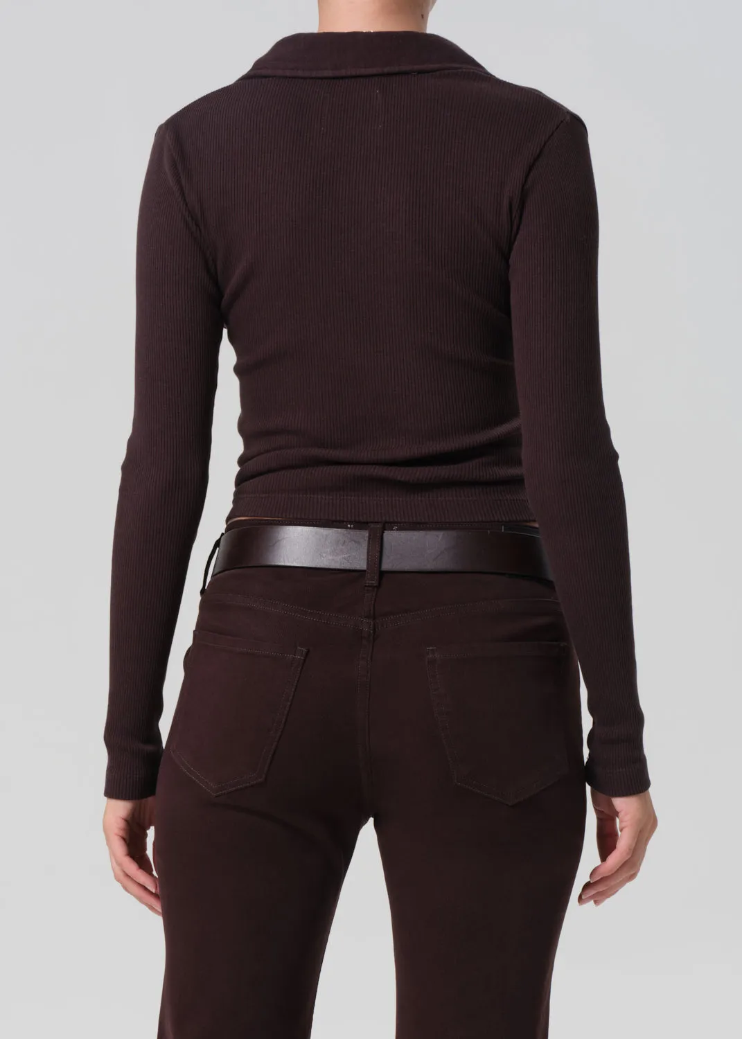 Long Sleeve 60's Polo in Chocolate sold by Citizens Of Humanity product image thumbnail 2