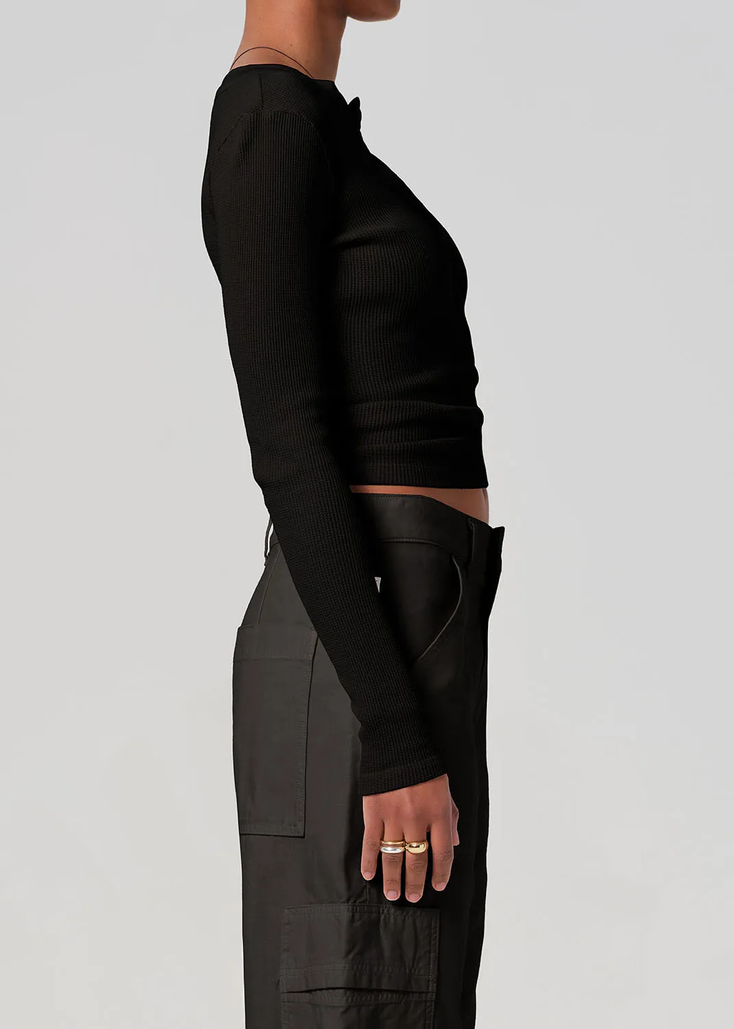 Varra Waffle Henley in Black sold by Citizens Of Humanity product image thumbnail 3