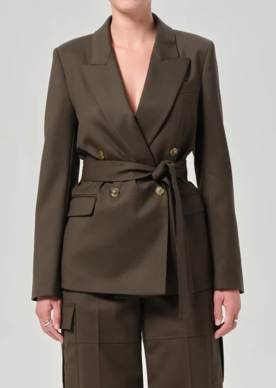 Belted Peak Label Blazer in Tobacco sold by Citizens Of Humanity