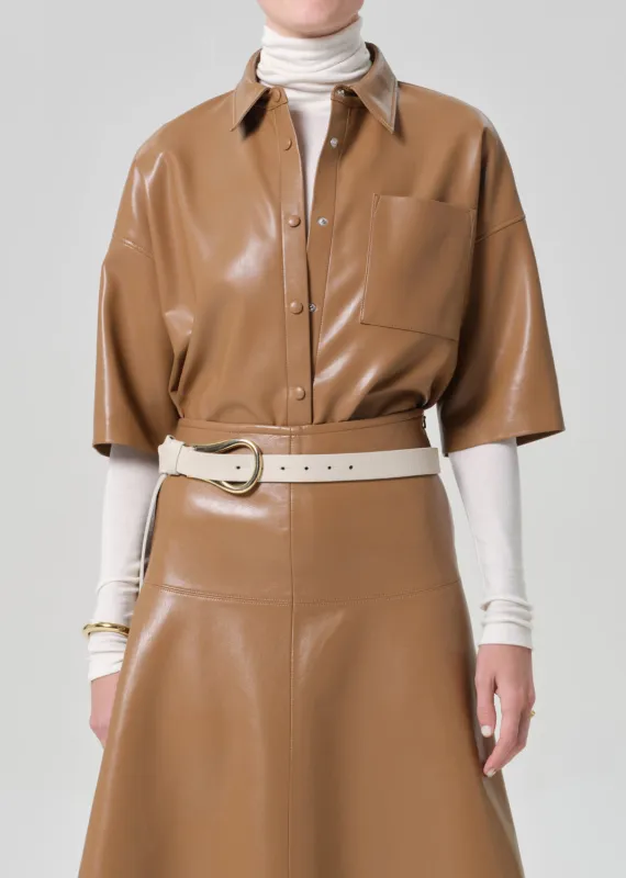 Frances Cropped Cape Button Up in Pale Toffee sold by Citizens Of Humanity