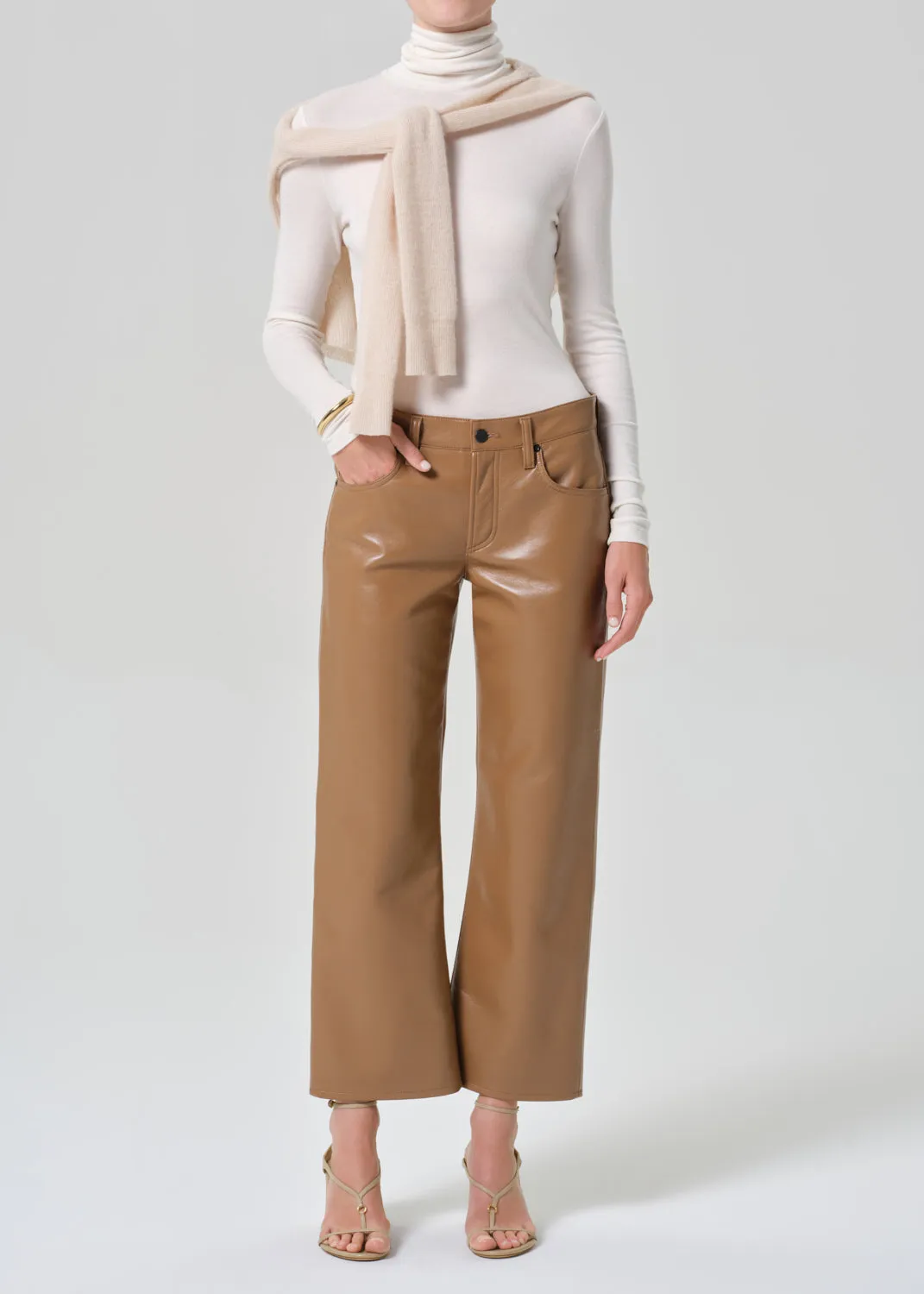 Faye Vintage Straight Recycled Leather in Pale Toffee sold by Citizens Of Humanity