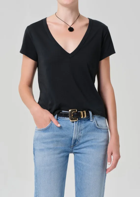 Hara V Neck Tee in Washed Black sold by Citizens Of Humanity
