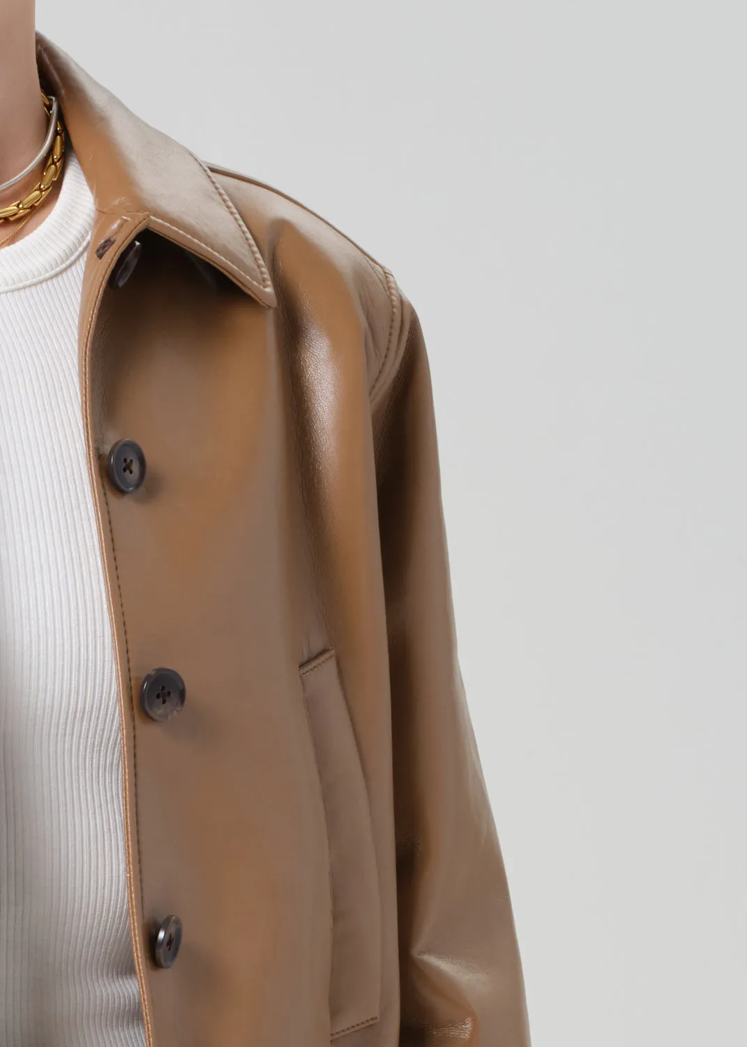 Lola Bomber Recycled Leather in Pale Toffee sold by Citizens Of Humanity product image thumbnail 4