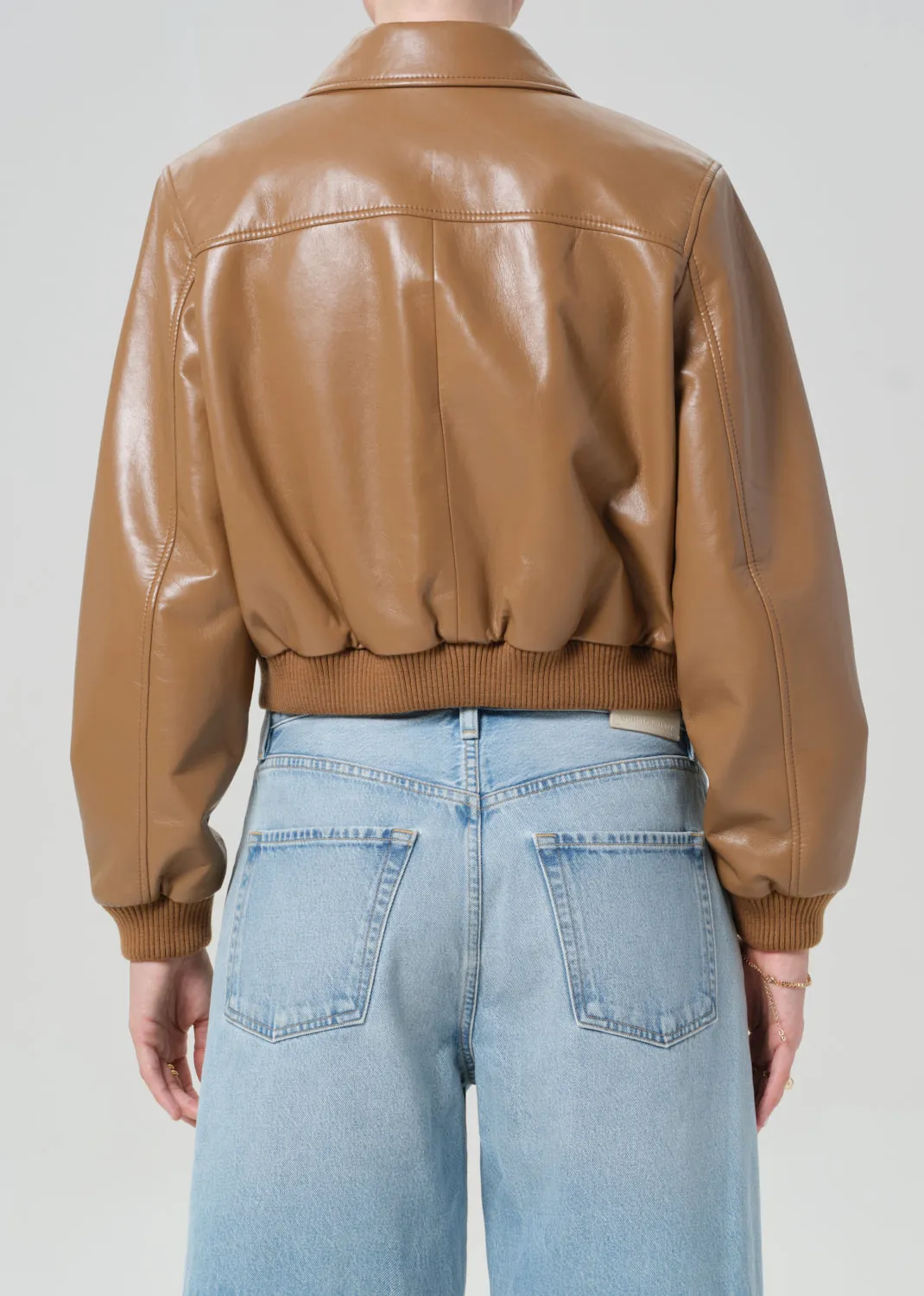 Lola Bomber Recycled Leather in Pale Toffee sold by Citizens Of Humanity product image thumbnail 2