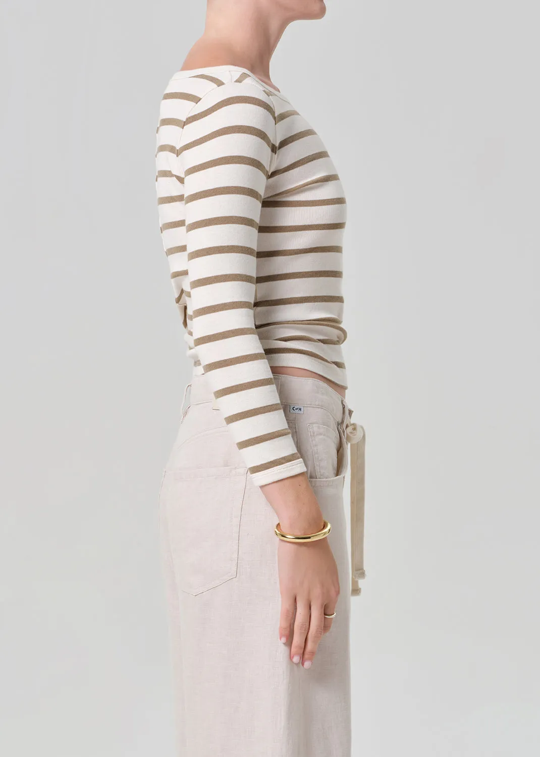 Boat Neck Slim Tee in Ginger Stripe sold by Citizens Of Humanity product image thumbnail 3