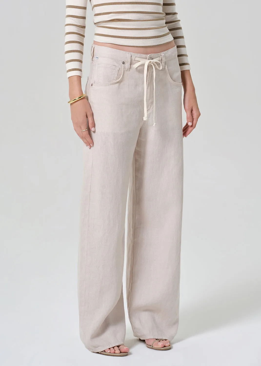Petite Brynn Drawstring Linen Trouser in Pale Stone sold by Citizens Of Humanity product image thumbnail 4