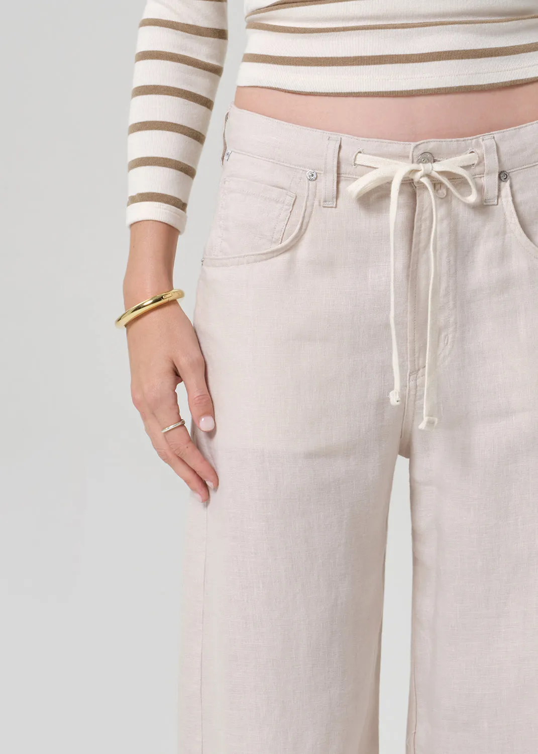 Petite Brynn Drawstring Linen Trouser in Pale Stone sold by Citizens Of Humanity product image thumbnail 5