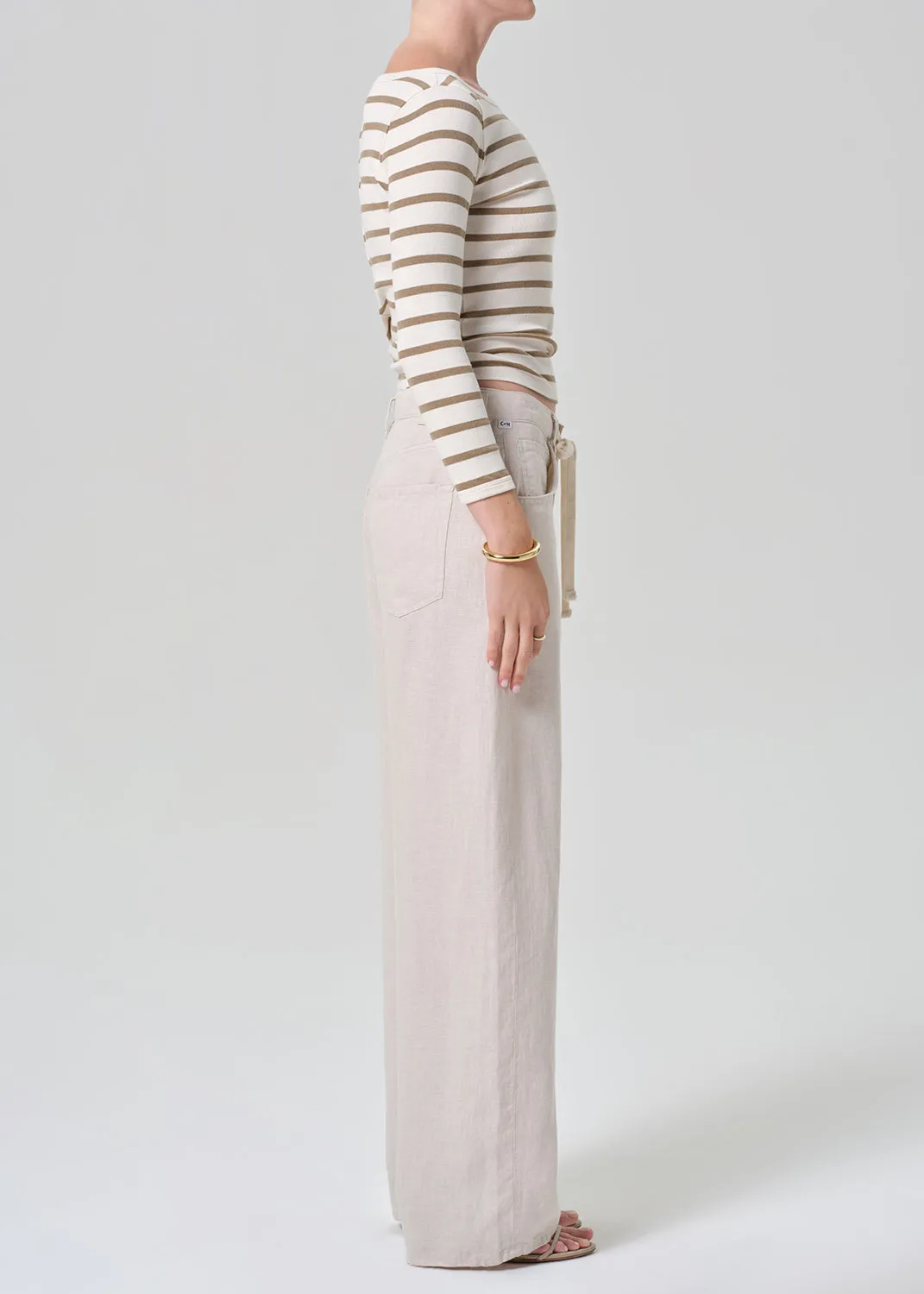 Petite Brynn Drawstring Linen Trouser in Pale Stone sold by Citizens Of Humanity product image thumbnail 3