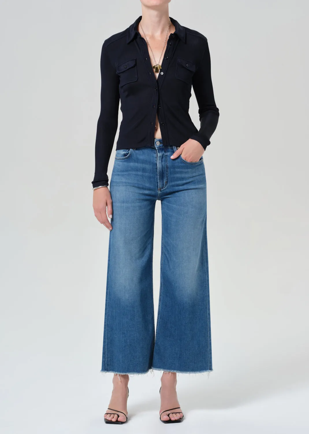 Lyra Wide Leg Crop Raw Hem in Verve sold by Citizens Of Humanity