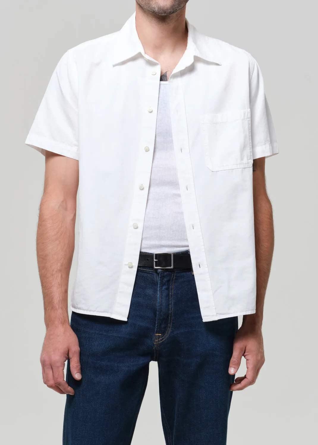 Short Sleeve Pocket Cairo Shirt in Soft White sold by Citizens Of Humanity product image thumbnail 3