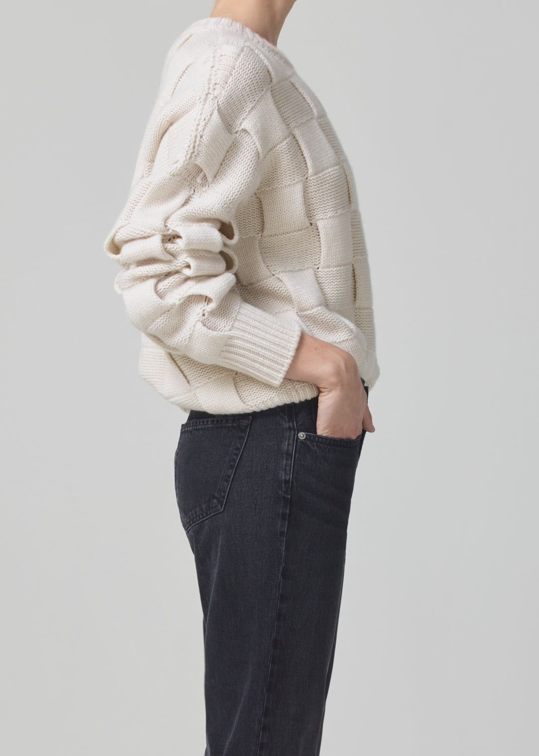 Basket Weave Crewneck Sweater in Cream Top sold by Citizens Of Humanity product image thumbnail 3