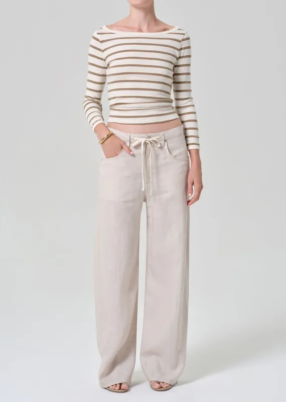 Brynn Drawstring Linen Trouser in Pale Stone made by Citizens Of Humanity