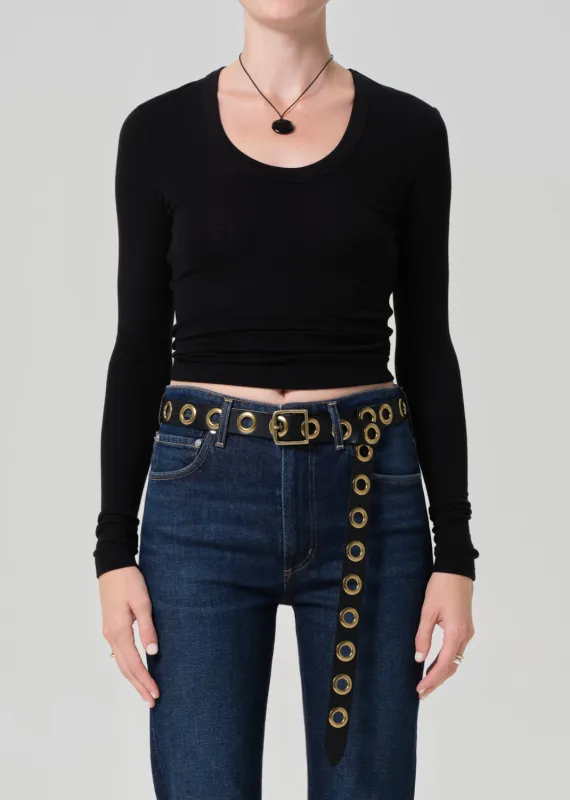 Mara U Neck Long Sleeve in Black made by Citizens Of Humanity