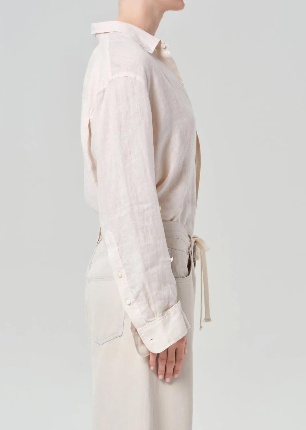 Kayla Shrunken Linen Shirt in Pale Stone sold by Citizens Of Humanity product image thumbnail 3