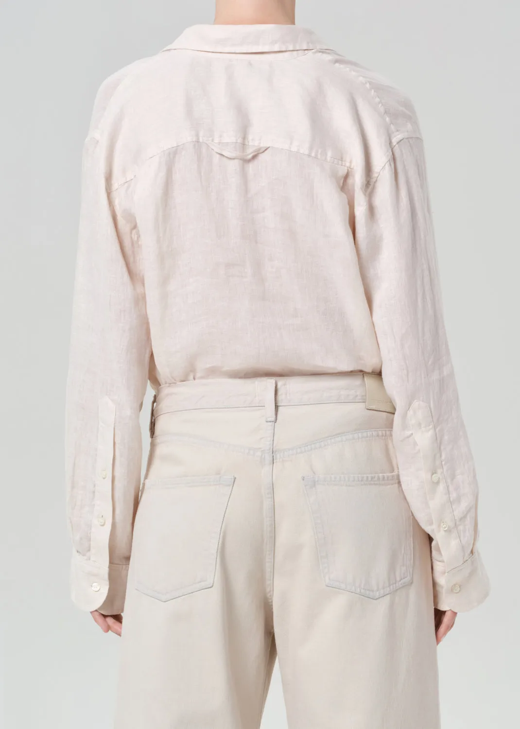 Kayla Shrunken Linen Shirt in Pale Stone sold by Citizens Of Humanity product image thumbnail 2