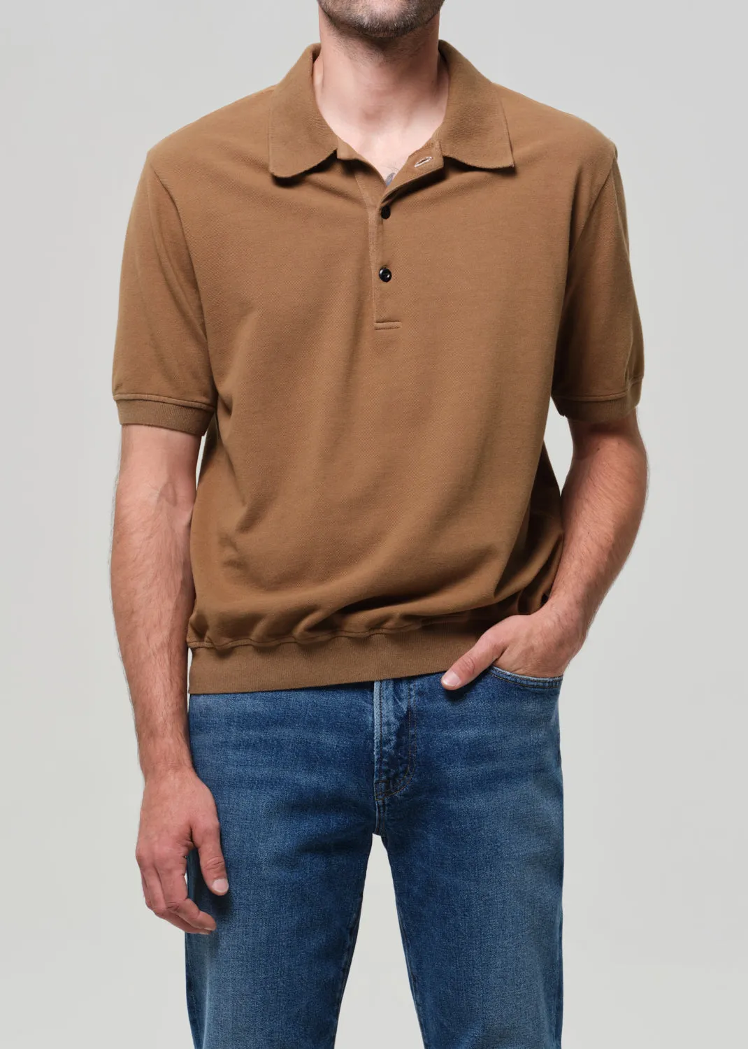 Banded Polo in Vintage Kelp sold by Citizens Of Humanity product image thumbnail 3