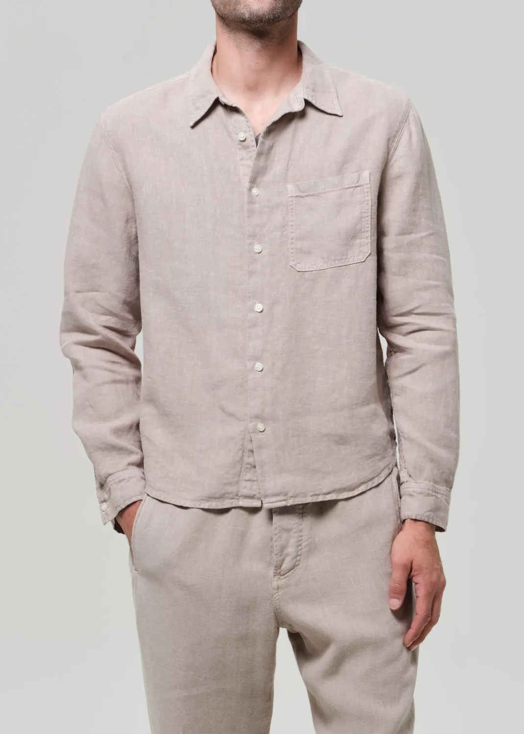 Single Pocket Linen Workshirt in Wheat sold by Citizens Of Humanity product image thumbnail 3
