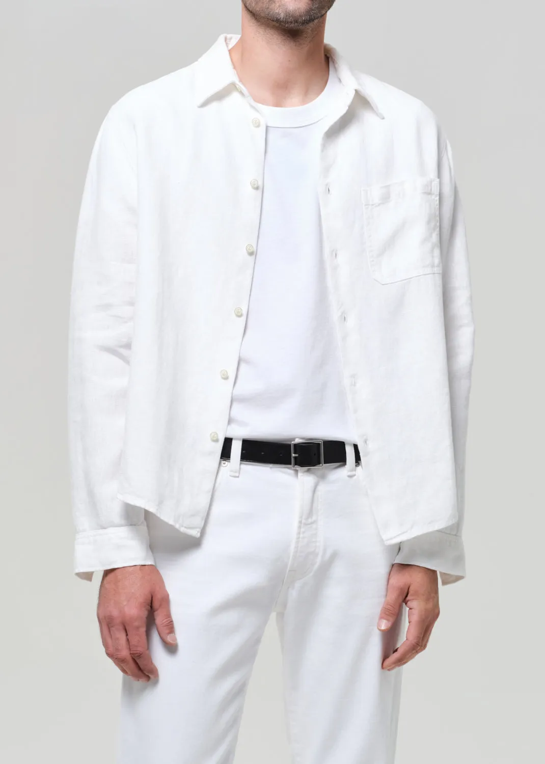 Single Pocket Linen Workshirt in White sold by Citizens Of Humanity product image thumbnail 3