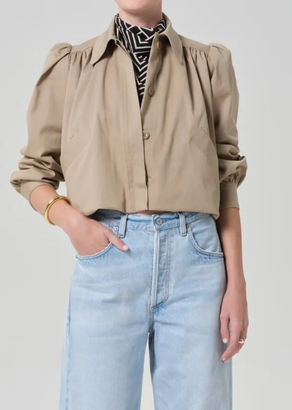 Everly Shirred Crop Jacket in Catalina made by Citizens Of Humanity