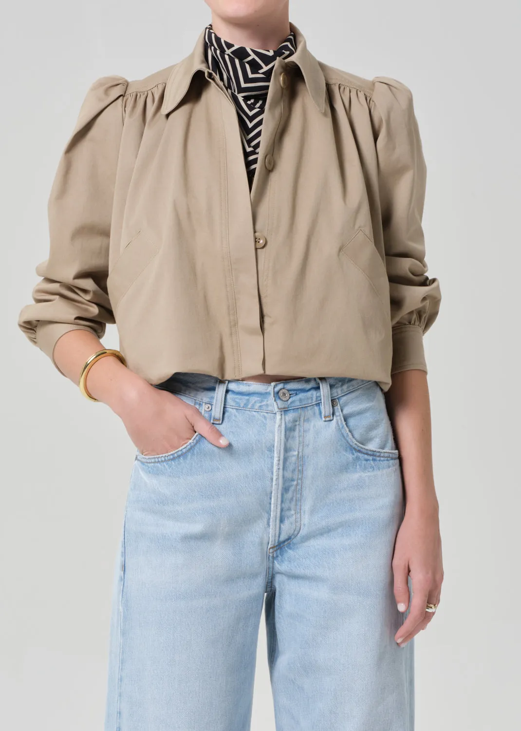 Everly Shirred Crop Jacket in Catalina sold by Citizens Of Humanity