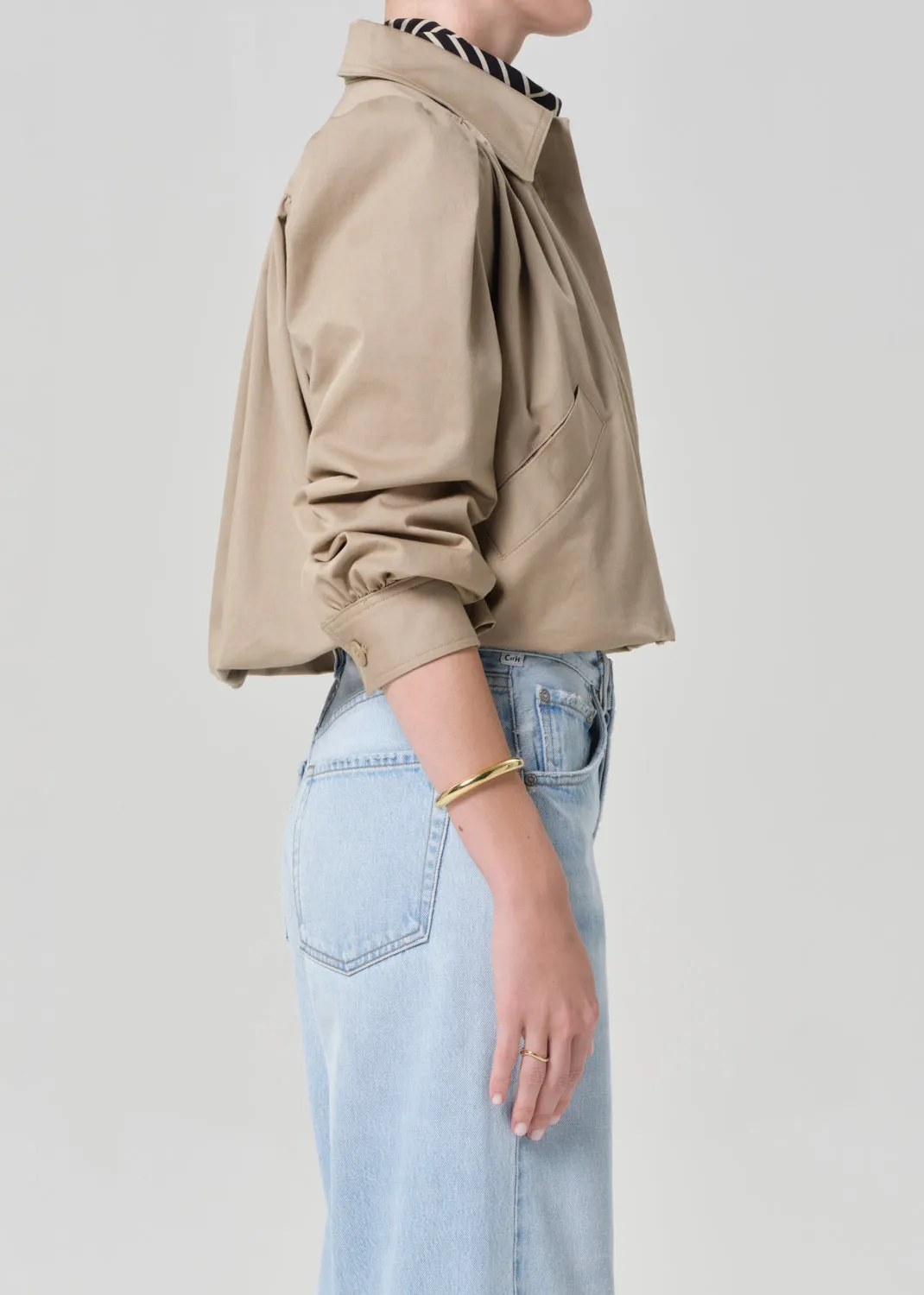 Everly Shirred Crop Jacket in Catalina sold by Citizens Of Humanity product image thumbnail 4
