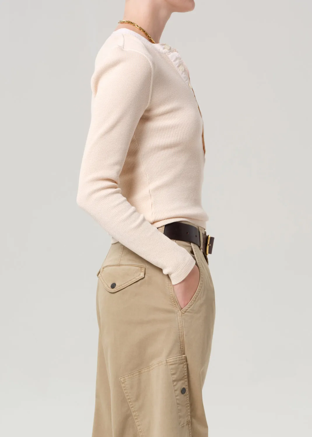 Drea Waffle Henley in Shrimp sold by Citizens Of Humanity product image thumbnail 3