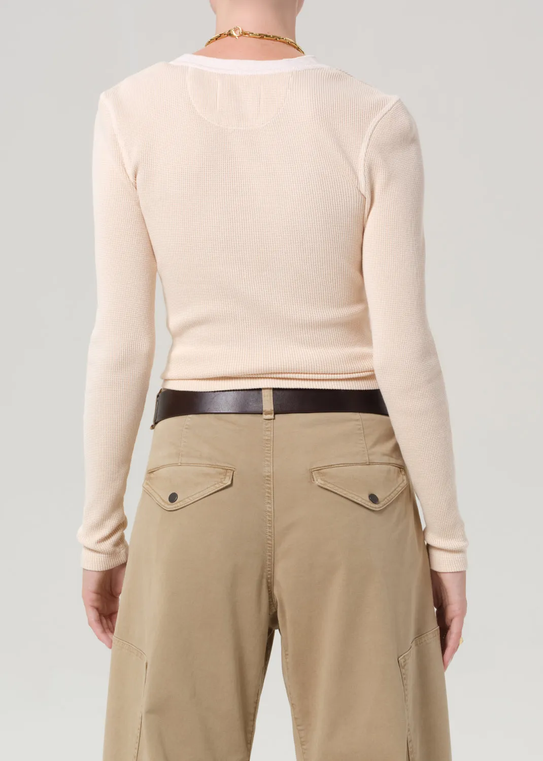 Drea Waffle Henley in Shrimp sold by Citizens Of Humanity product image thumbnail 2