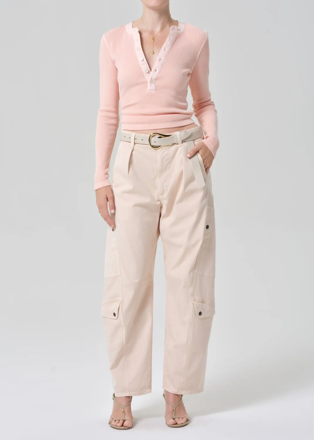 Drea Waffle Henley in Melon Creme sold by Citizens Of Humanity product image thumbnail 5