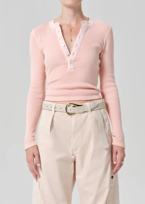 Drea Waffle Henley in Melon Creme sold by Citizens Of Humanity