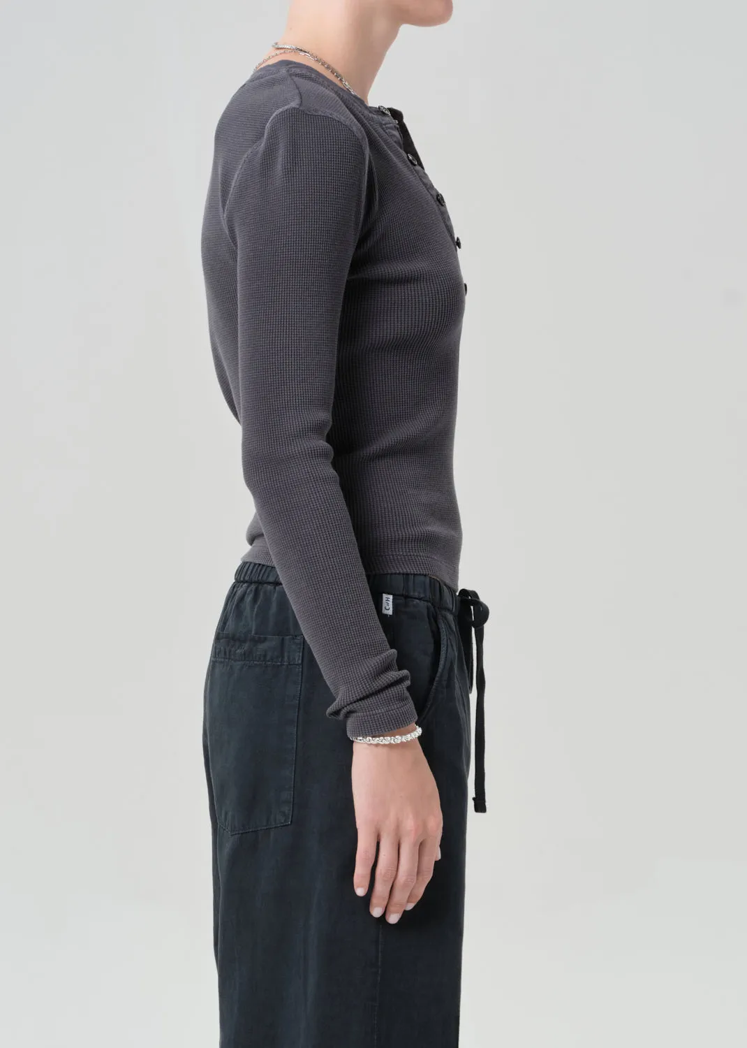 Drea Waffle Henley in Charcoal sold by Citizens Of Humanity product image thumbnail 3