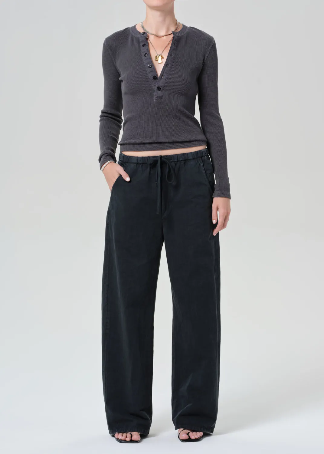 Drea Waffle Henley in Charcoal sold by Citizens Of Humanity product image thumbnail 5