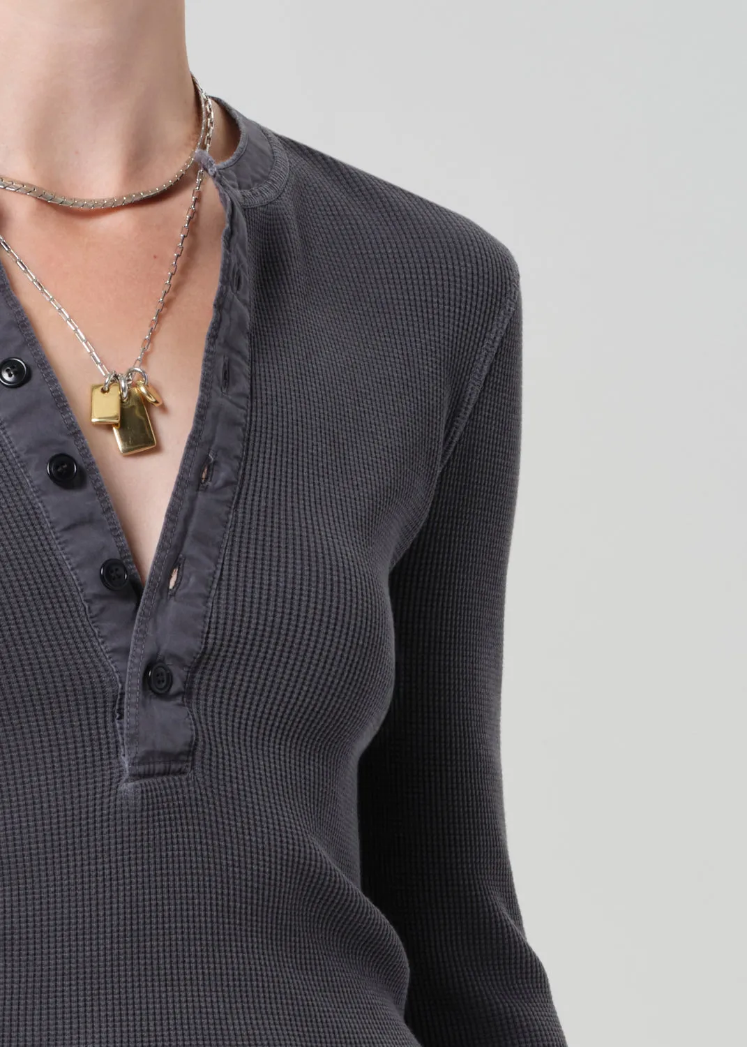 Drea Waffle Henley in Charcoal sold by Citizens Of Humanity product image thumbnail 4