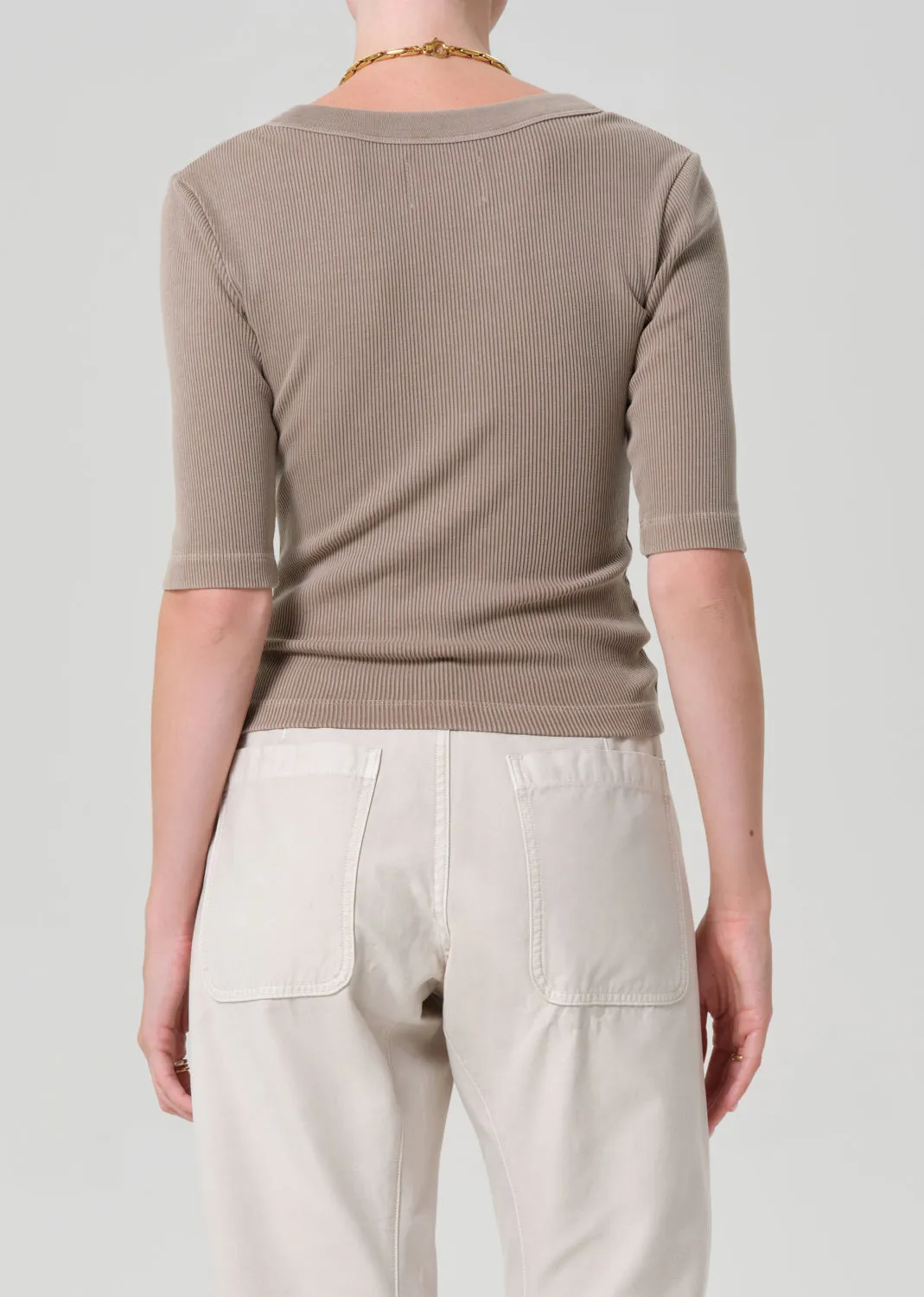 Nali Short Sleeve Henley in Sandatlas sold by Citizens Of Humanity product image thumbnail 2