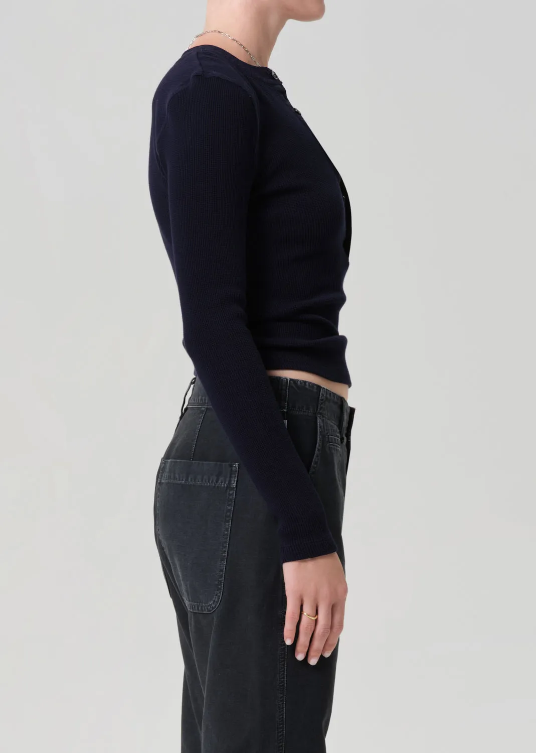 Drea Waffle Henley in Navy sold by Citizens Of Humanity product image thumbnail 3